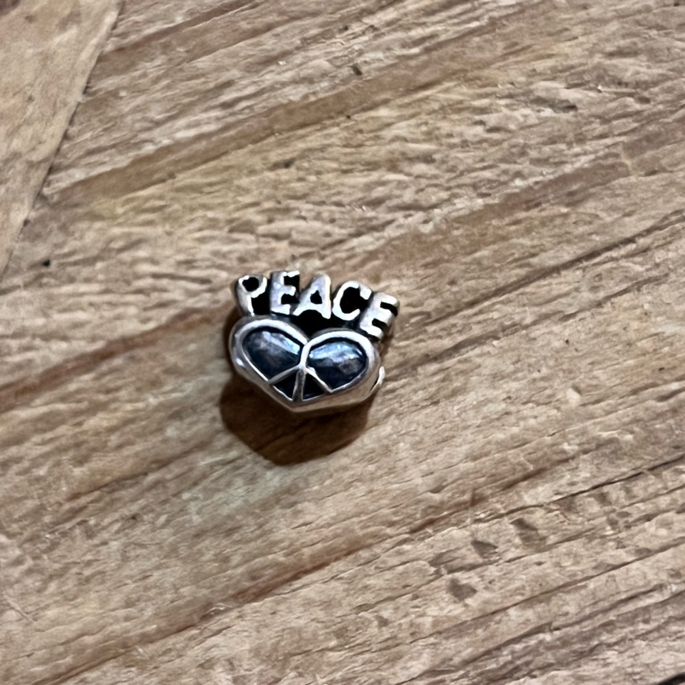 Sterling Silver Peace Sign heart charm bead for pandora Chamilia bracelet
